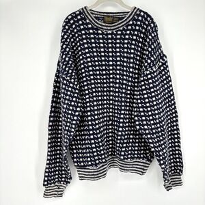 Vintage DEVOLD of Norway Wool Blend Nordic Fair‎ Isle Sweater Sz XXL Navy White